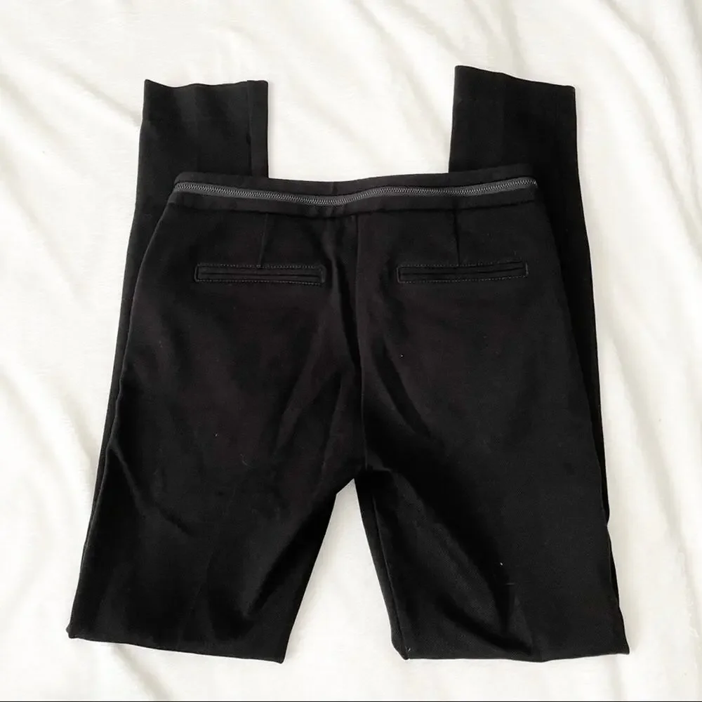 Rebecca Taylor black twill pants skinny zipper waist band size 0
